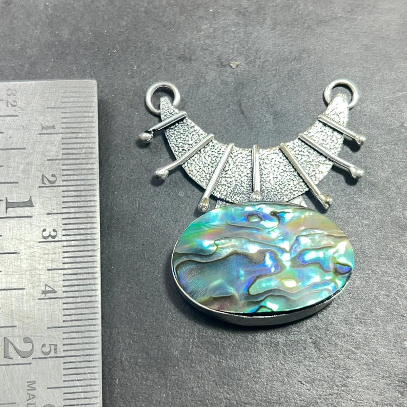 Seeohr Muschel Edelstein 925 Sterling Silber Anhänger Handgefertigte Halskette Seeohr Muschel Anhänger Geschenk für Sie Muschel Silber Anhänger Geschenk für Mama