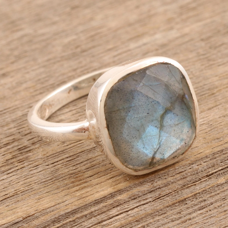 Razzle Dazzle Blauer Feuer Labradorit Ring Handgemachtes Design 925 Sterling Silber Geschenk für sie