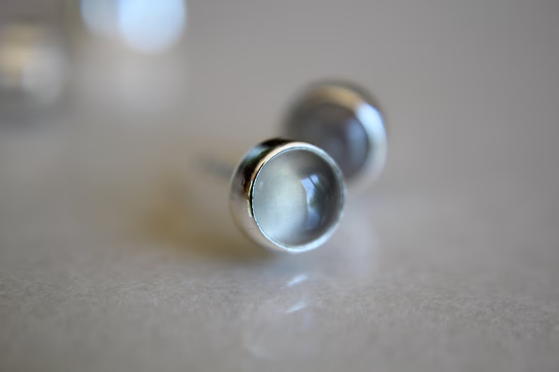 Ohrstecker Mondstein Ohrringe 925 Silber Ohrringe Graue Mondstein Ohrringe Edelstein Ohrringe Mondstein Ohrringe Naturgeschenk