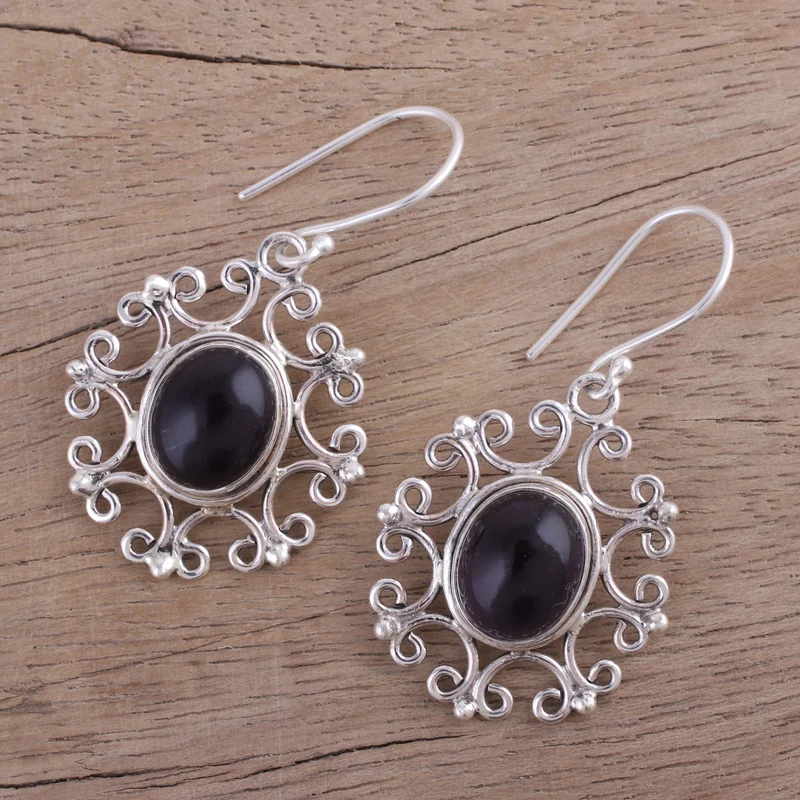 Handgefertigte ovale Amethyst-Ohrhänger Handmade Ohrringe Geschenkartikel Geburtstagsgeschenk