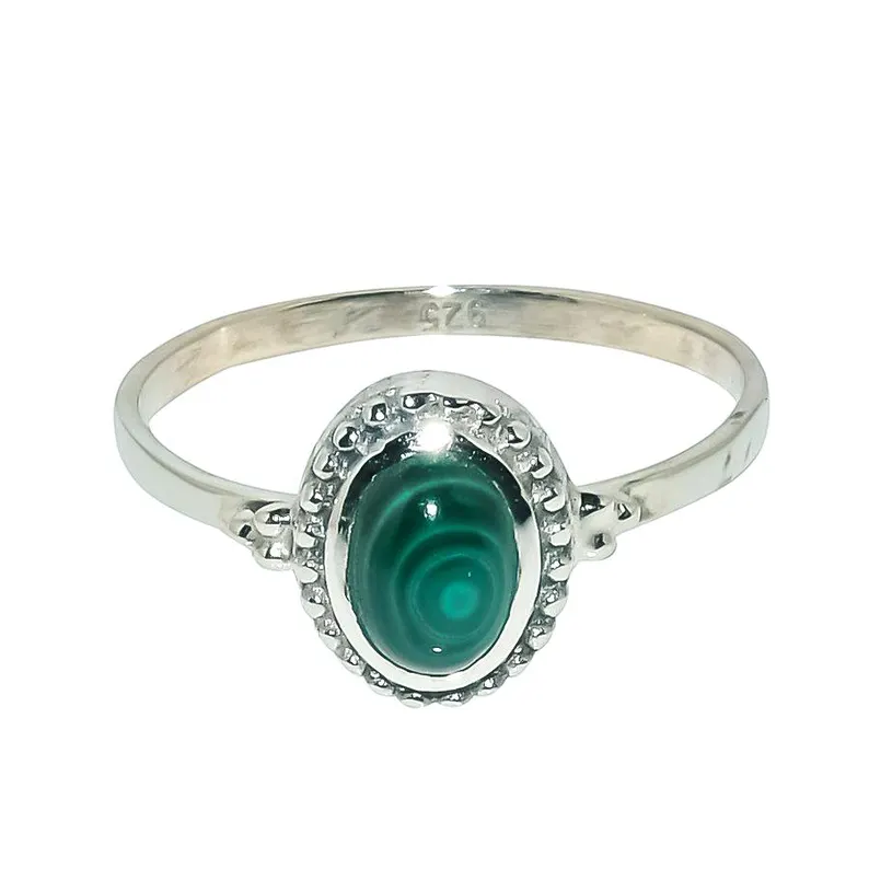 Wertvoller natürlicher Malachitring aus massivem 925er Sterlingsilber, Verlobungsring, Malachit-Edelsteinring, Midi-Ring für sie, Ehefrau
