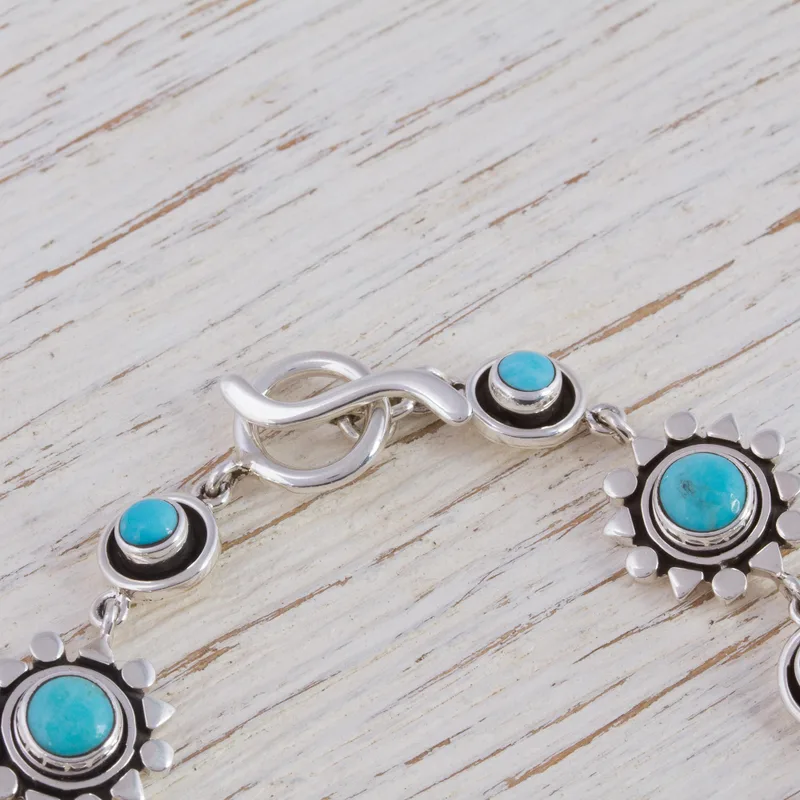 Handgefertigtes Armband aus Silber und Natur-Türkis, 925er Sterling Silber Armband, Bohemian Schmuck, Charmanter Schmuck, Valentinstagsgeschenk für Sie
