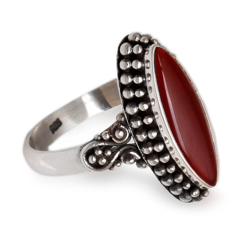 Feuer und Mut Natürlicher Karneolring Marquise Statement Ring 925 Sterling Silber Versprechensring Handgefertigter Silberring Geschenk für sie