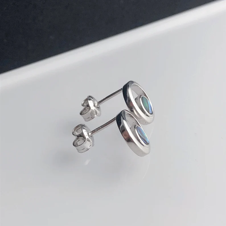 Sea Bubbles Abalone Shell Stud Earrings 925 Sterling Silver Earrings Minimalist Jewelry Gemstone Jewelry Birthday Anniversary Gift