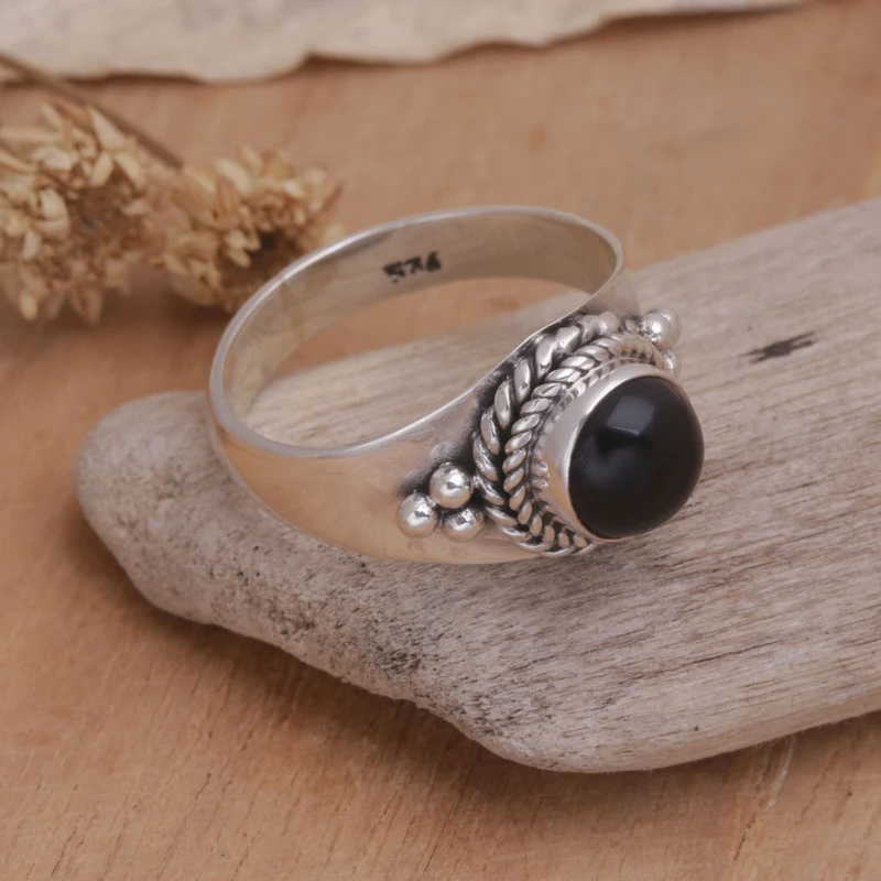 Onyx und Sterlingsilber Ring Statement Ring Handgemachter Ring Damen Silberring Geschenk für sie