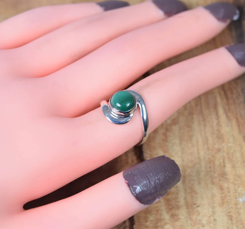 Groene Malachiet 925 Sterling Zilver Edelsteen Ring Designer Sieraden Natuurlijke Edelsteen Ring April Maand Geboortesteen Cadeau Voor Valentijnsdag