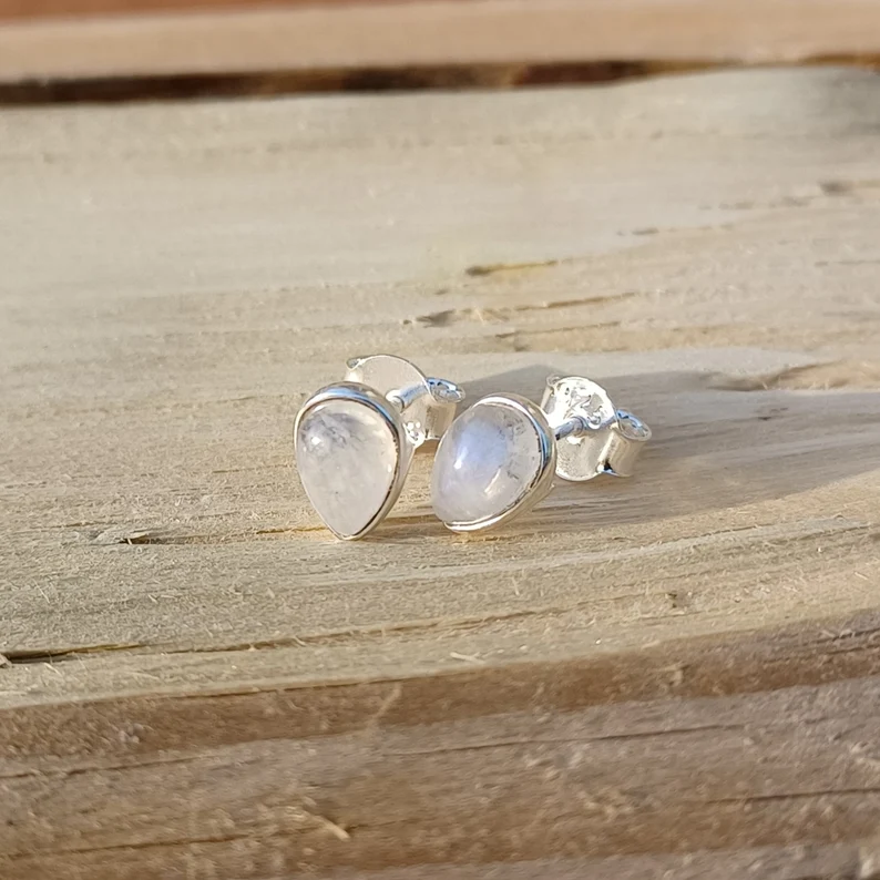 Natural Moonstone Earring Stud Earrings For Women 925 Sterling Silver Fine Jewelry Wedding Anniversary Gifts