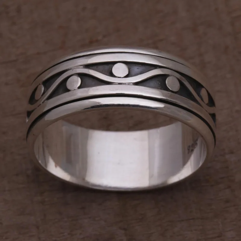 925er Sterlingsilber Unisex Spinner Meditationsring Silberschmuck Handgemachter Böhmischer Zierlicher Ring Geschenk für Sie Geburtstagsgeschenk