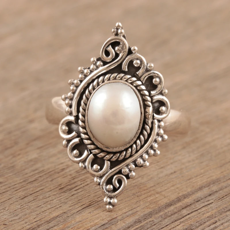 Handgefertigter Zuchtperlenring 925er Silberring Statement-Ring Handgemachter Ring Geschenk für sie Boho Zarter Ring Geschenk für sie & Schwester
