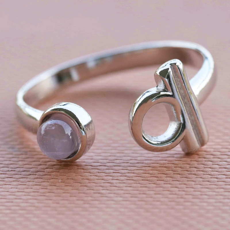 Cocktailring mit Rosenquarz 925 Sterling Silber Statement Ring Natursteinring Geschenk Für Sie