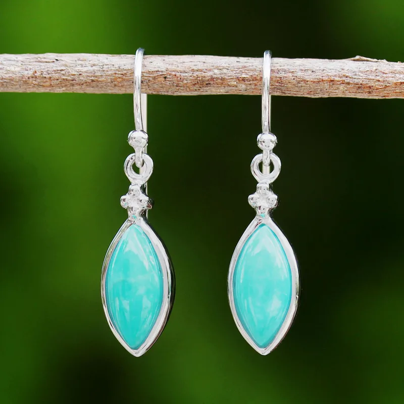 Markisenschliff Amazonit Ohrringe Cabochons Damenschmuck Boho Ohrringe Handgefertigte Edelstein Ohrringe Hochzeitsschmuck Geschenk für Sie & Mama