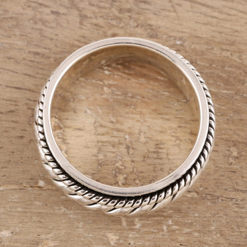 Ring mit Seilmuster, handgefertigt, 925er Sterlingsilber, Geschenk für sie