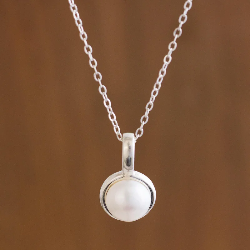 Handgemachte weiße Perlenkette 925 Sterling Silber Süßwasserperlen Schmuck Handgemachter Schmuck Boho Halskette Geschenk für sie Valentinstagsgeschenk