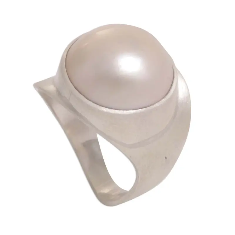 Neumond Perlenring 925 Silber Statement Ring Handgefertigter Ring Geschenk für Sie Boho Zierlicher Ring Geschenk für Sie