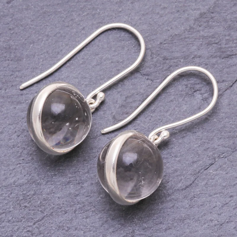 925 Sterling Silber Ohrhänger mit klaren Quarz Edelstein Ohrringen Handgemachte Zierliche Ohrringe Geschenk für Sie