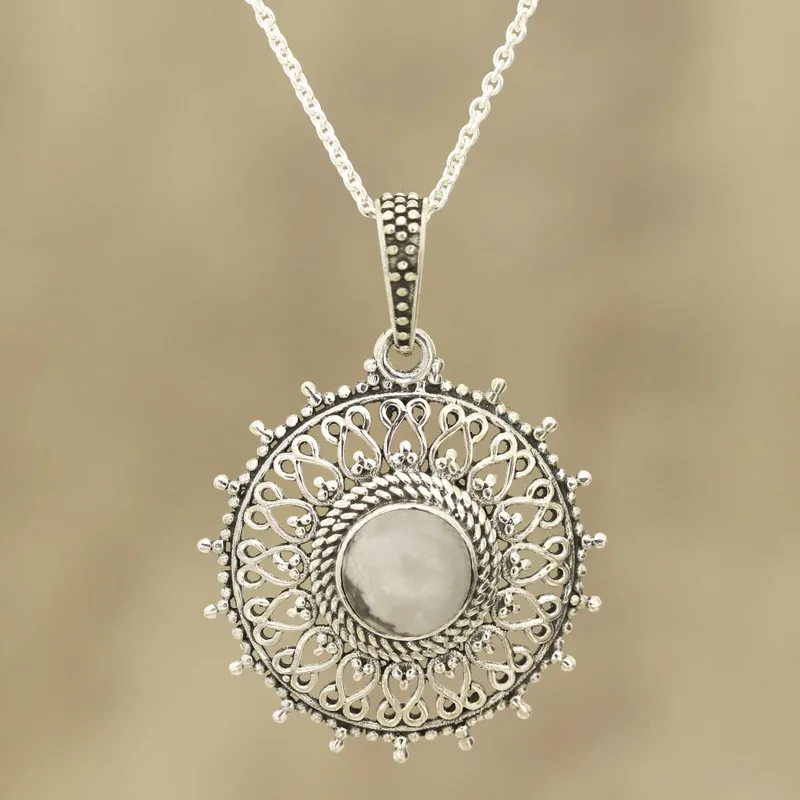 Runde Howlith Anhänger Halskette 925 Sterling Silber Howlith Schmuck Handgemachter Böhmischer Schmuck Geschenk Für Sie