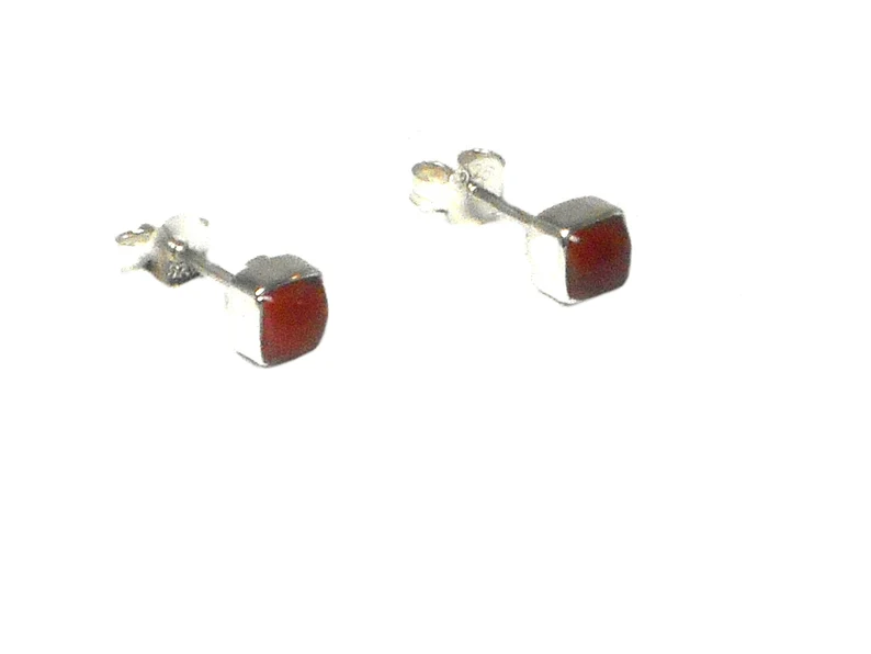 Ohrstecker mit quadratischem Karneol in Orange, aus 925er Sterlingsilber, Schmuck, Geburtstagsgeschenk, Ohrringe für die beste Freundin