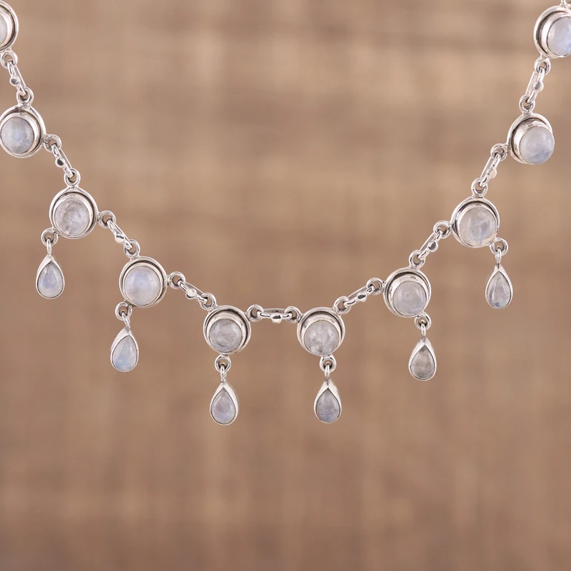 Schimmerndes Regenbogen Mondstein Anhänger Halskette 925 Sterling Silber Natürlicher Feuer Regenbogen Mondstein Geschenk für Sie Geburtstagsgeschenk