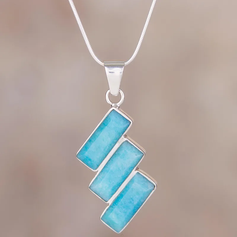 Moderner Amazonit Anhänger Halskette 925 Sterling Silber Amazonit Schmuck Handgemachter Schmuck Böhmische Halsketten Geschenk Für Sie Geschenk Artikel