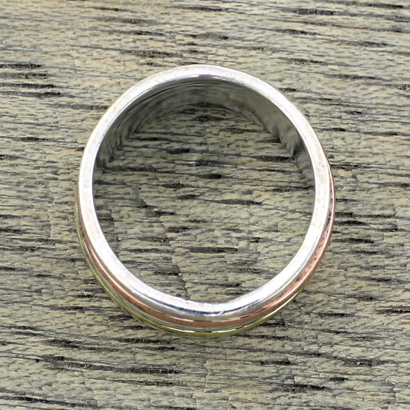 Einfacher Sterling Silber Kupfer und Messing Indianischer Spinner Ring Handgefertigter Ring Silberschmuck Bohemian Zarter Ring Geschenk für Sie
