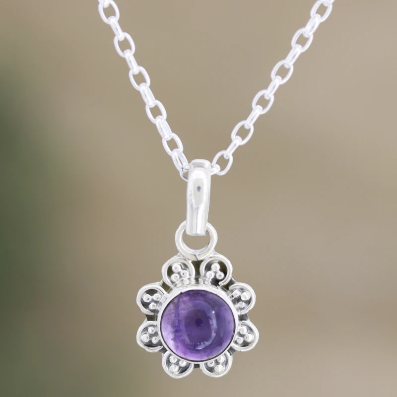 Handgefertigte Amethyst-Halskette 925 Sterling Silber Halskette Amethyst Edelstein-Halskette Statement-Halskette Amethyst Schmuck Geschenk für Frauen Geburtstagsgeschenk