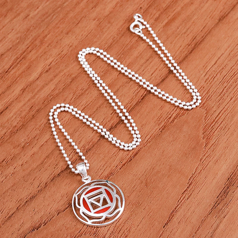 Inspirational Lotus Themed Carnelian Pendant Necklace 925 Sterling Silver Art deco Necklace Gift for Her & Mom