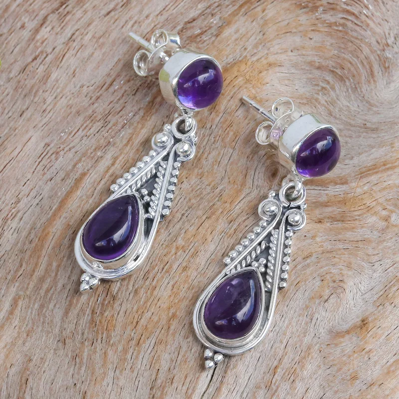 Klassische Amethyst-Ohrhänger, handgefertigt, Geschenkidee, Geburtstagsgeschenk für sie