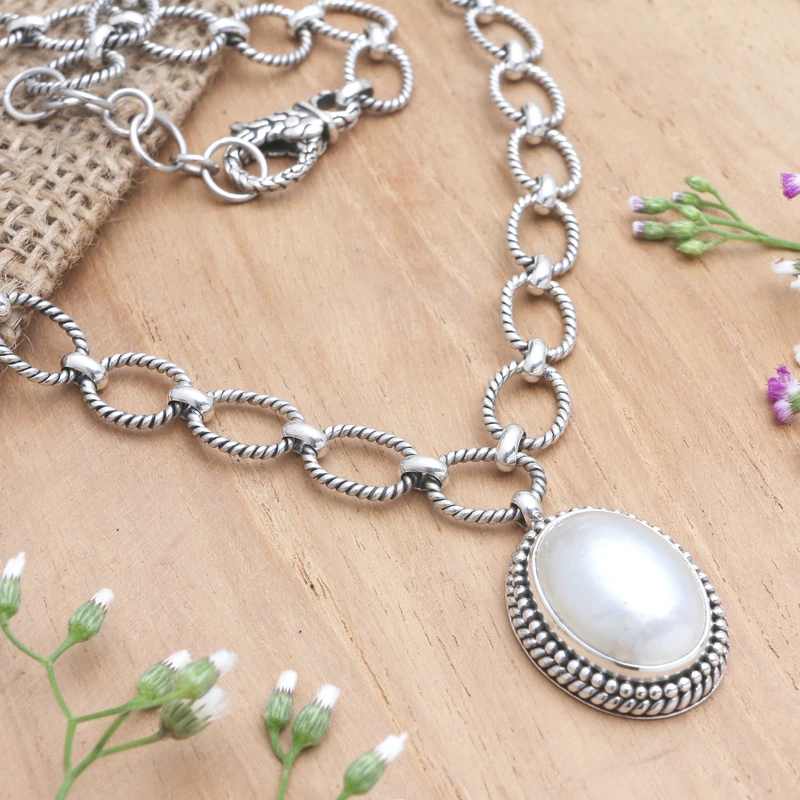 Zuchtperlen-Anhänger-Halskette 925 Sterling Silber Süßwasserperlen-Schmuck Handgemachter Schmuck Boho Halskette Geschenk für Sie