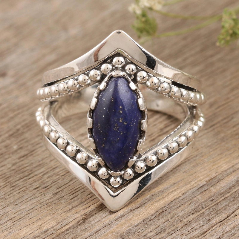 Lapislazuli Cocktailring Handgefertigt 925 Sterling Silber Geschenk für sie