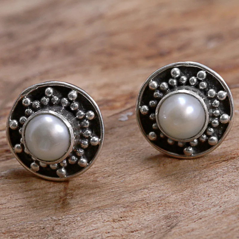 Handgemachte Zuchtperlen-Ohrstecker 925 Sterling Silber Alltagsohrstecker Geburtstagsgeschenk für die Schwester