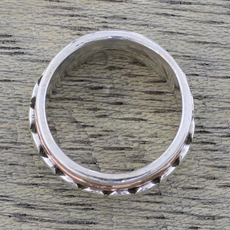 Sterling Silber, Kupfer und Messing Spinner Ring aus Indien Handgefertigter Ring Silberschmuck Böhmischer zarter Ring Geschenk für Sie Geschenkidee
