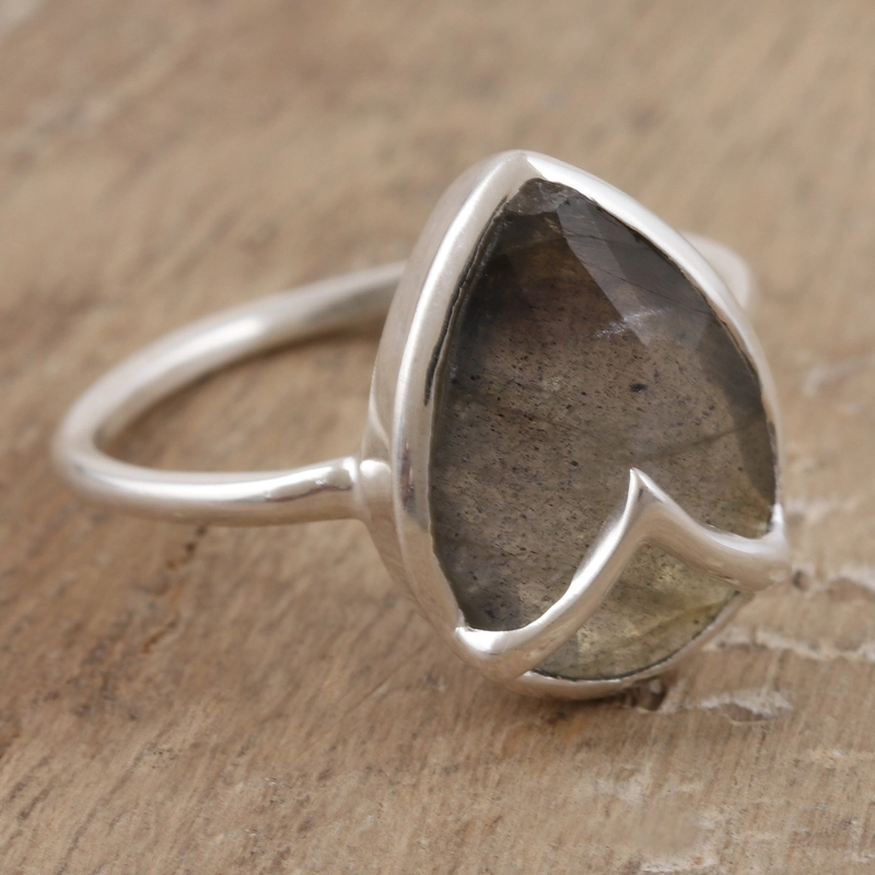 Labradorit Edelsteinring Handgefertigt 925 Sterling Silber Geschenk für Sie