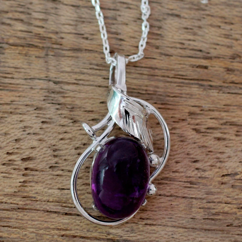 Handgefertigte Amethyst-Halskette aus Sterlingsilber, Geburtsstein-Halskette, Geschenk für sie, violetter Edelsteinschmuck, 925er Sterlingsilber, Geschenkidee