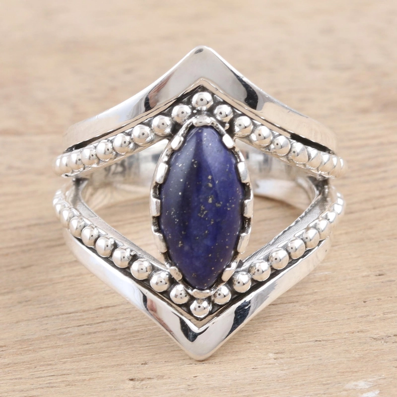 Lapislazuli Cocktailring Handgefertigt 925 Sterling Silber Geschenk für sie