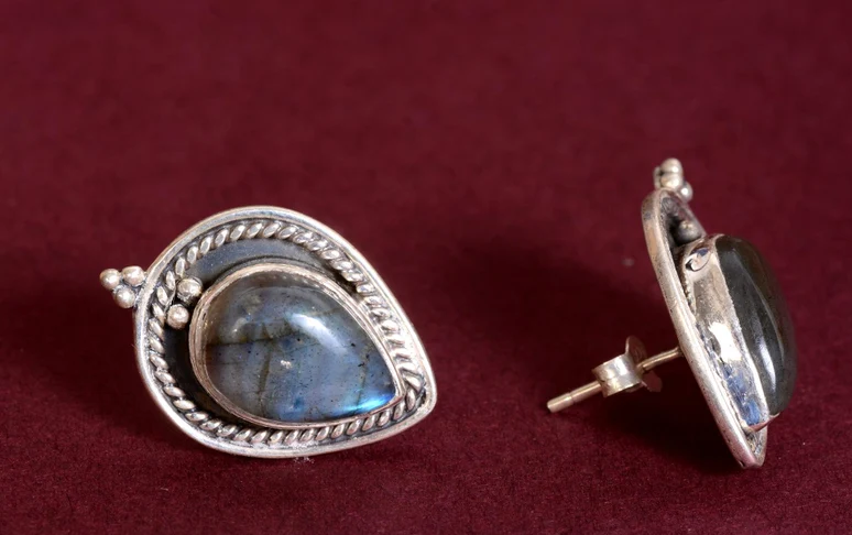 Labradorit Ohrstecker Sterling Silber Ohrringe Tropfenform Edelstein Ohrstecker Blauer Feuer Edelstein Ohrstecker Geschenk für Sie Geschenkideen