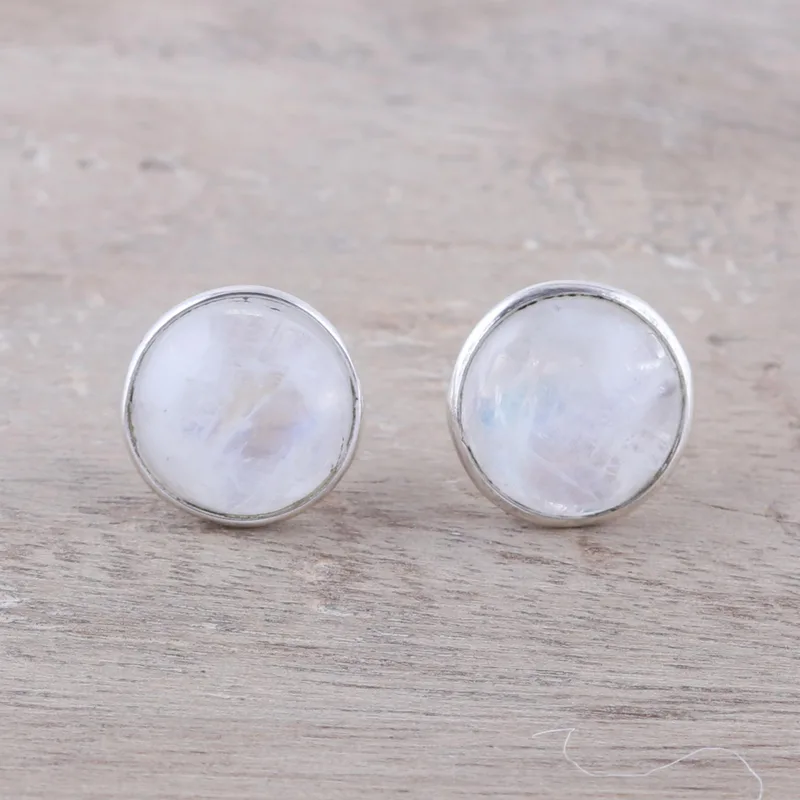 Natürliche Regenbogen-Mondstein-Ohrstecker 925 Silber Ohrstecker Handgefertigte Ohrstecker Mondstein-Ohrstecker Mondsteinschmuck Einzigartiger Geschenkartikel