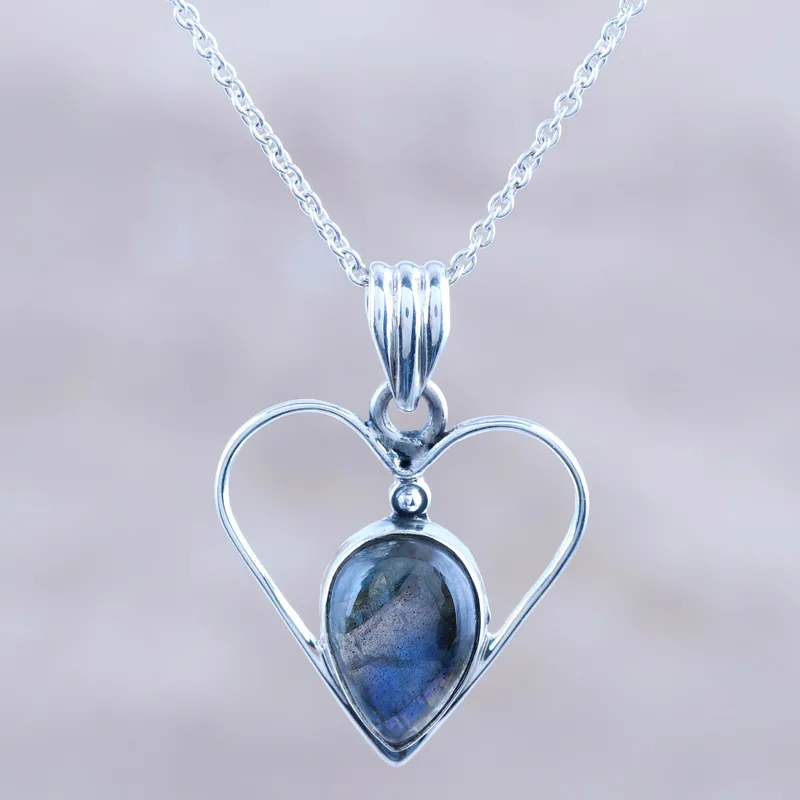 Beste Liefde Labradoriet en Sterling Zilveren Hanger Ketting Hanger Ketting Sierlijke Labradoriet Sieraden Cadeau Voor Haar