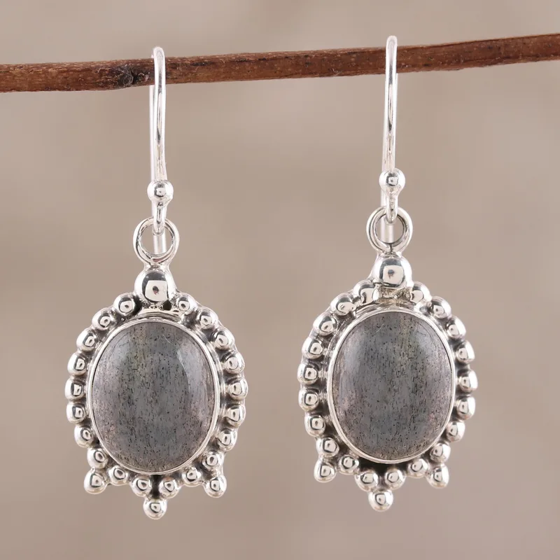 Natürliche Labradorit Ohrhänger 925 Sterling Silber Ohrringe Blaue Edelstein Hängeohrringe Labradorit Schmuckgeschenk für Sie