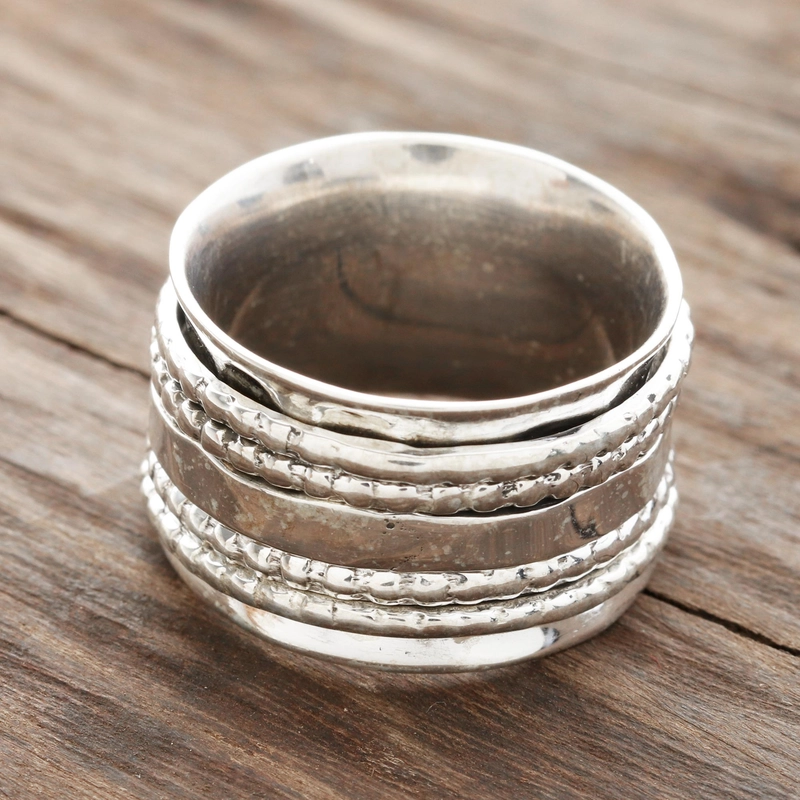 Drehbarer Stil Spinner Ring Handgemacht Designer 925 Sterling Silber Unisex