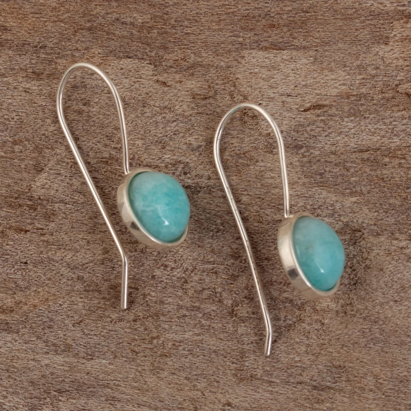 Amazonit und Sterling Silber Ohrhänger Damen Schmuck Boho Ohrringe Handgefertigte Edelstein Ohrringe Hochzeit Schmuck Geschenk für Sie