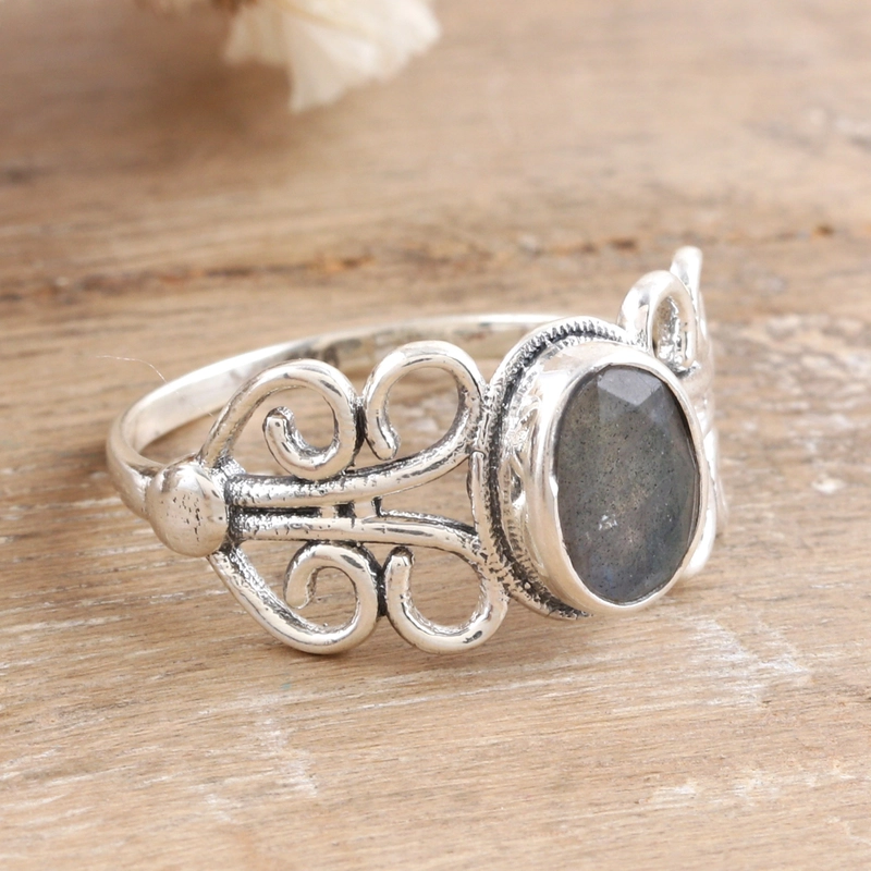 Natürlicher Labradorit Ring Handgefertigt 925 Sterling Silber Geschenk Für Sie