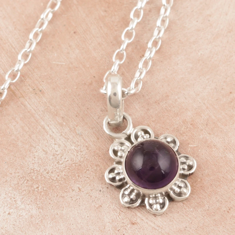 Handgefertigte Amethyst-Halskette 925 Sterling Silber Halskette Amethyst Edelstein-Halskette Statement-Halskette Amethyst Schmuck Geschenk für Frauen Geburtstagsgeschenk