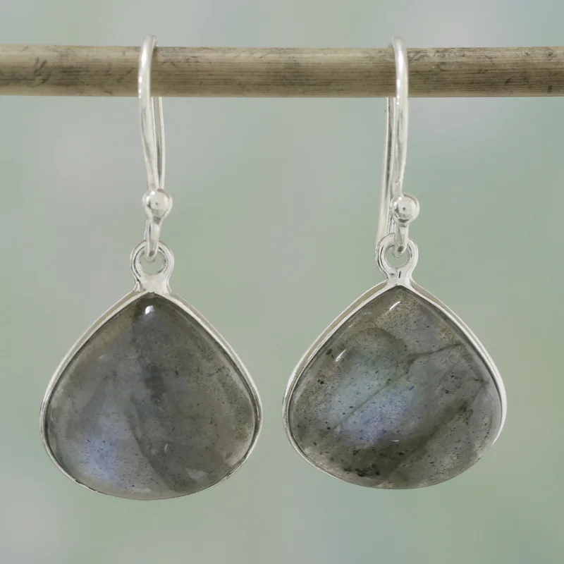 Ohrhänger Labradorit und Sterlingsilber Edelstein-Ohrringe Labradorit-Schmuck Geschenkidee