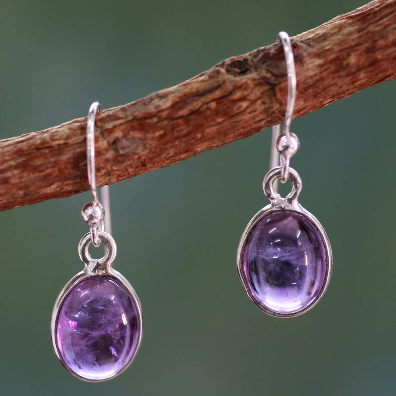 Ohrringe aus Silber und Amethyst, handgefertigt, Geschenkartikel, Hochzeitsschmuck, Geschenk für sie