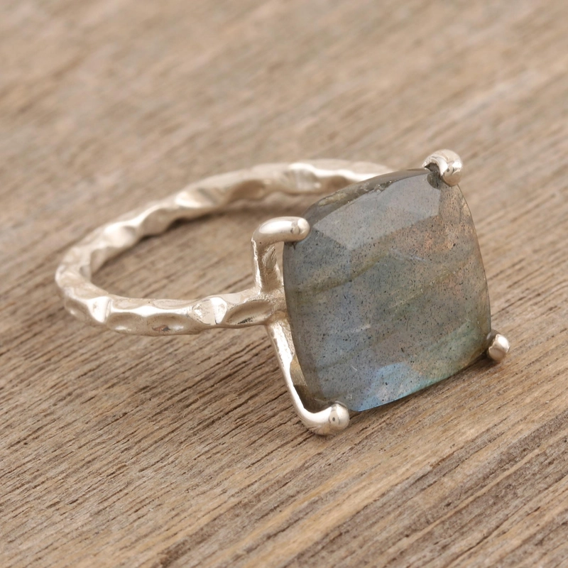 Vierkante Labradoriet Ring 925 Handgemaakt Designer 925 Sterling Zilver Cadeau Voor Haar & Mama