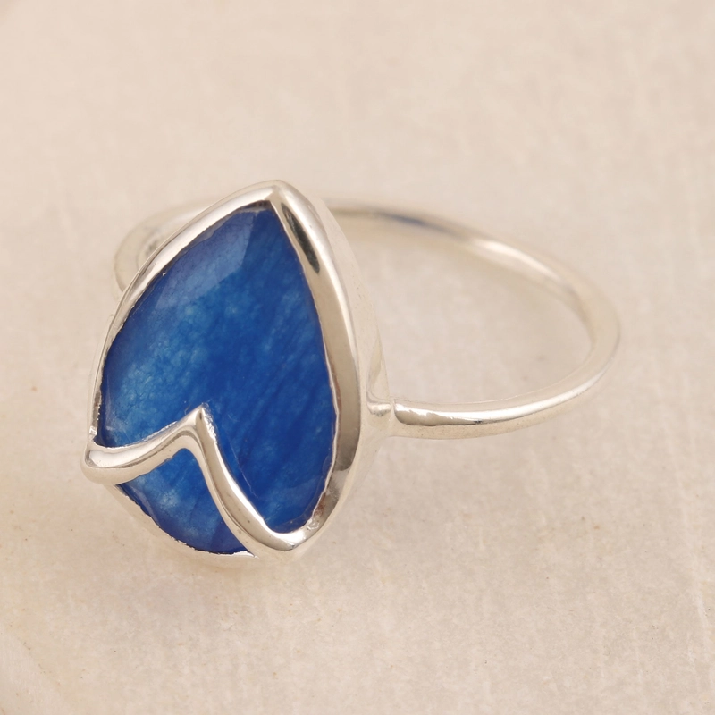 Blauer Onyx und Sterling Silber Ring handgefertigt Design Geschenk für Sie