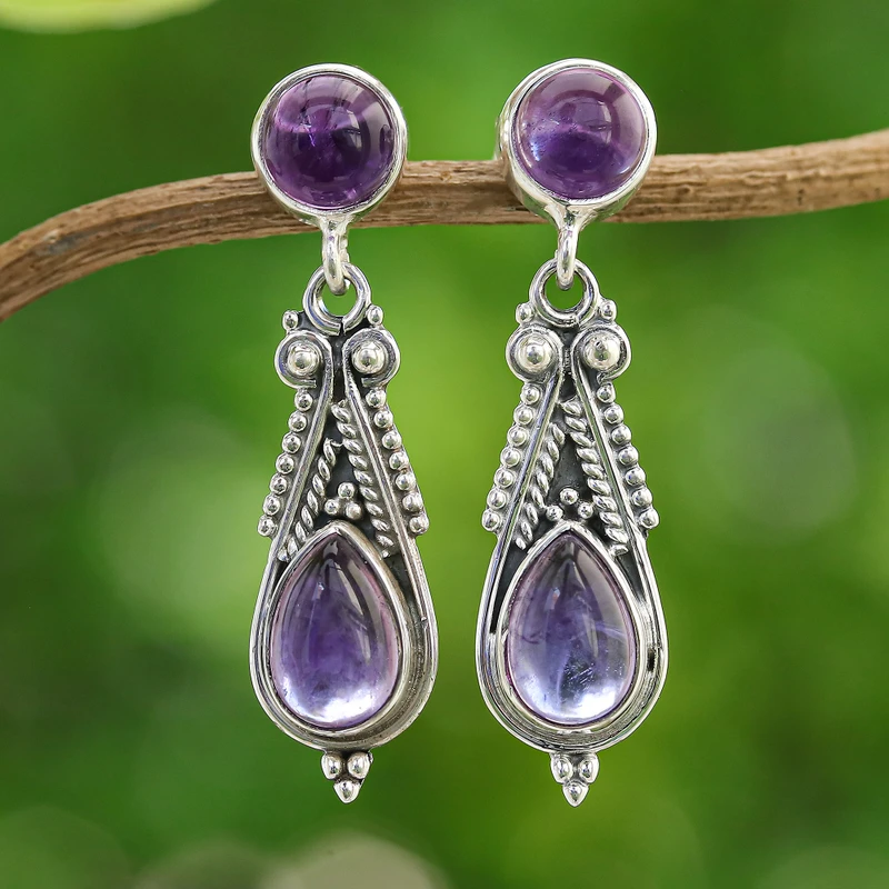 Klassische Amethyst-Ohrhänger, handgefertigt, Geschenkidee, Geburtstagsgeschenk für sie