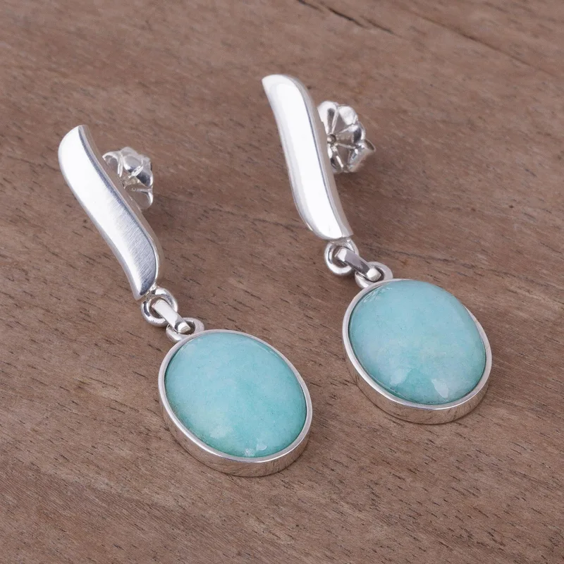 Ohrringe aus Sterlingsilber mit Amazonit, baumelnde Ohrringe für Frauen, Boho-Ohrringe, handgefertigte Edelsteinohrringe, Hochzeitsschmuck, Geschenk für sie