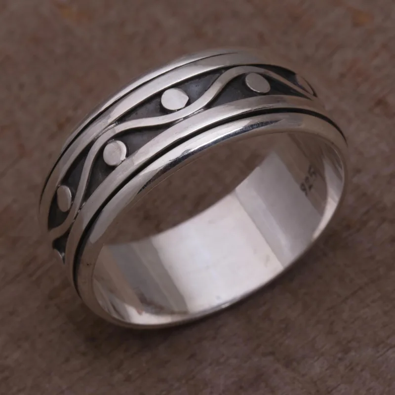925er Sterlingsilber Unisex Spinner Meditationsring Silberschmuck Handgemachter Böhmischer Zierlicher Ring Geschenk für Sie Geburtstagsgeschenk