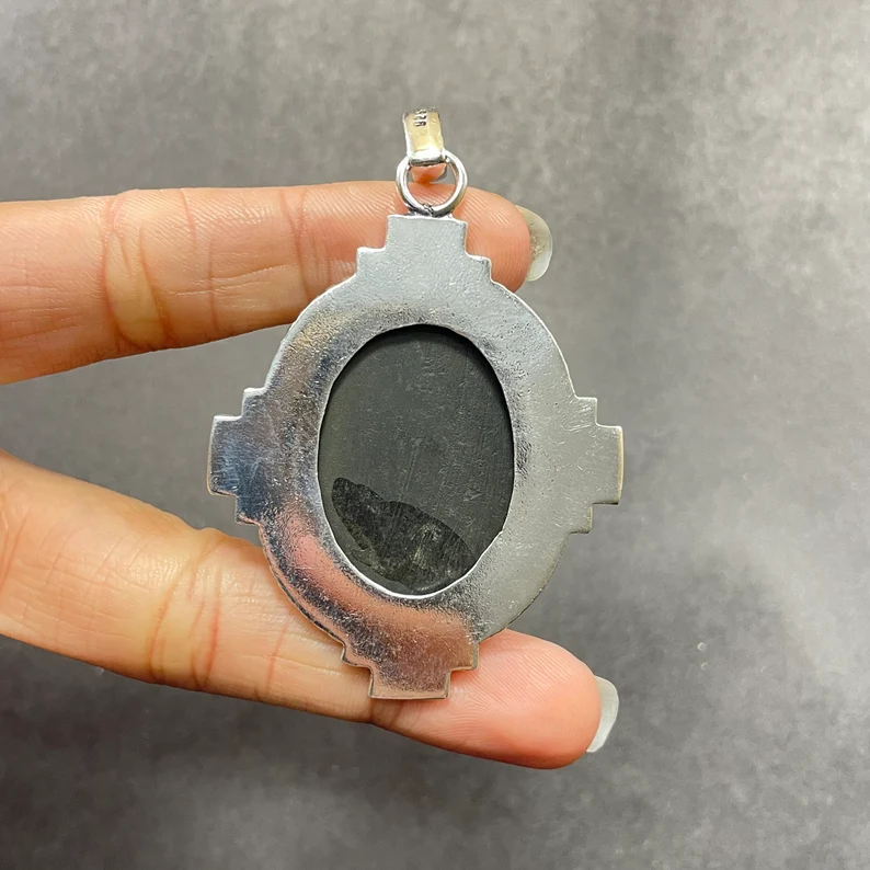 Abalone-Muschel Edelstein 925 Sterling Silber Anhänger Halskette als Weihnachtsgeschenk Natur Abalone-Muschel Handgemachter Anhänger